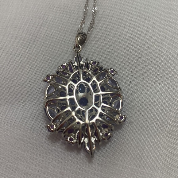 NWT JTV 2.52CTW MIXED SHAPE AFRICAN AMETHYST & 2.14CTW TANZANITE PENDANT W/CHAIN - Picture 2 of 5